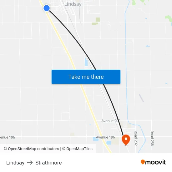 Lindsay to Strathmore map