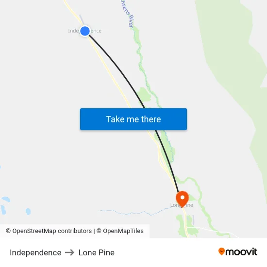 Independence to Lone Pine map