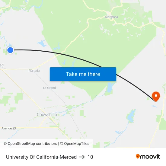 University Of California-Merced to 10 map