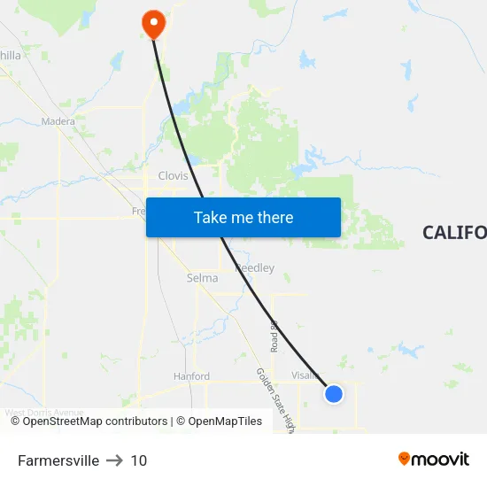 Farmersville to 10 map