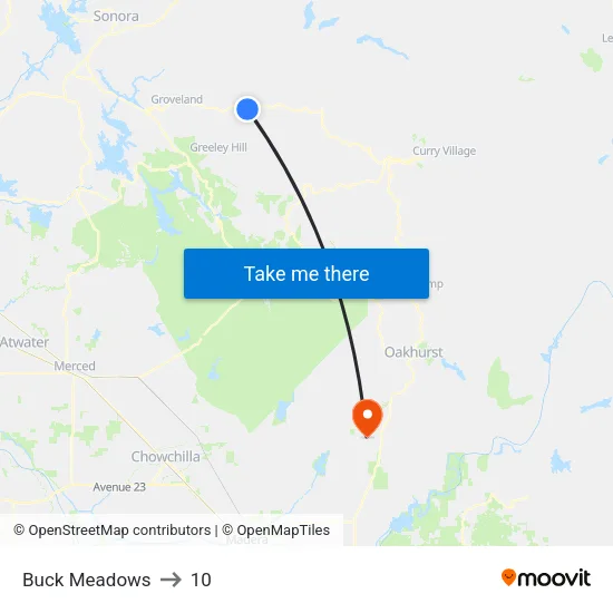 Buck Meadows to 10 map