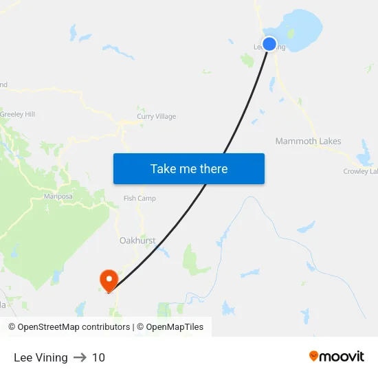 Lee Vining to 10 map