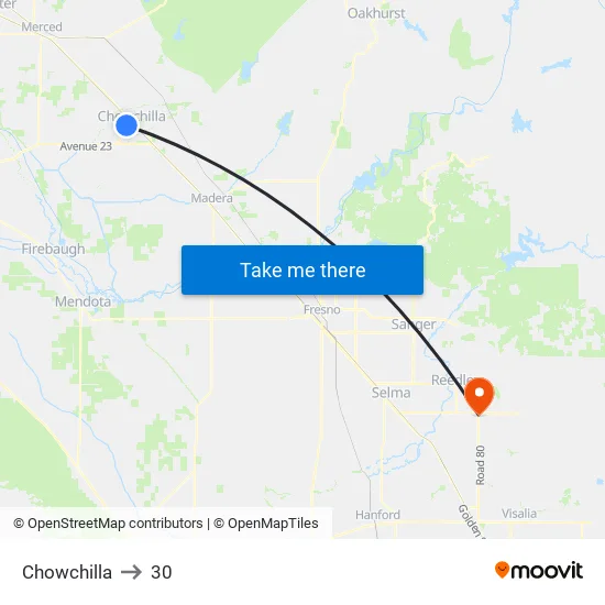 Chowchilla to 30 map