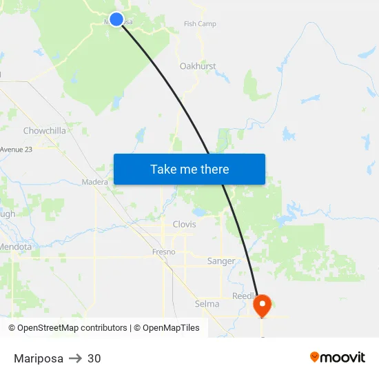 Mariposa to 30 map