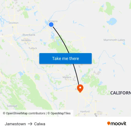Jamestown to Calwa map