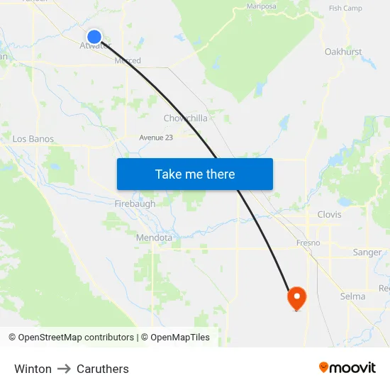 Winton to Caruthers map