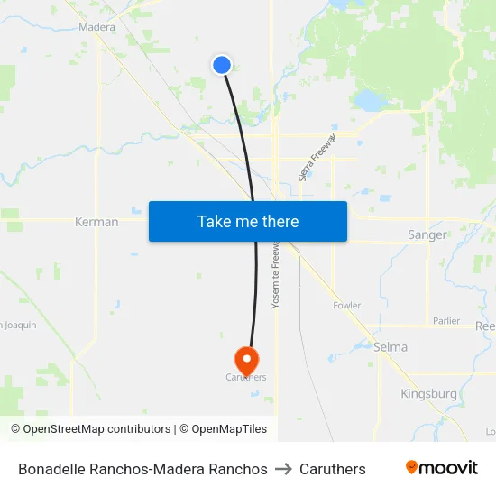 Bonadelle Ranchos-Madera Ranchos to Caruthers map