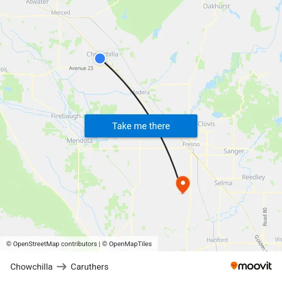 Chowchilla to Caruthers map
