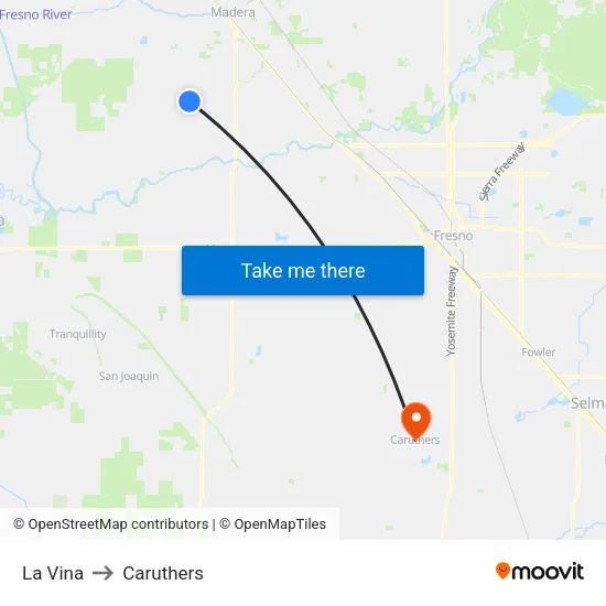 La Vina to Caruthers map