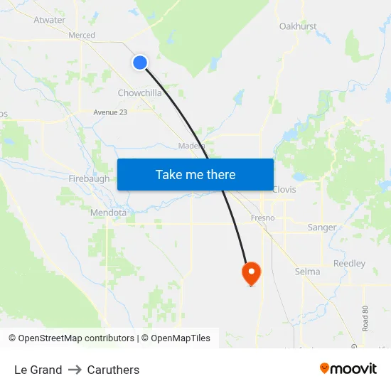 Le Grand to Caruthers map