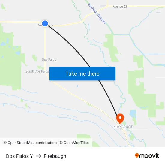 Dos Palos Y to Firebaugh map