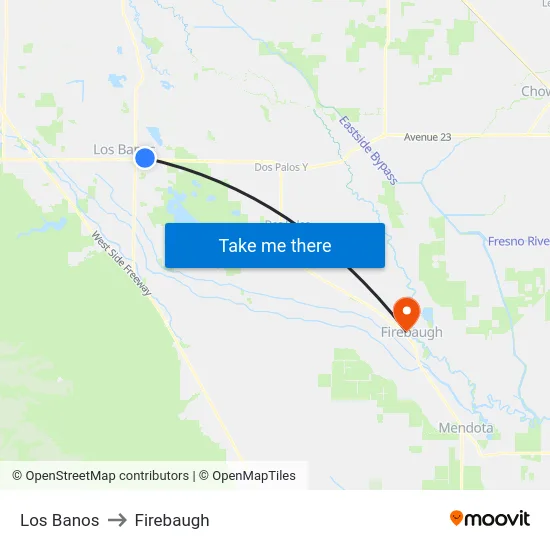 Los Banos to Firebaugh map