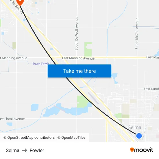 Selma to Fowler map