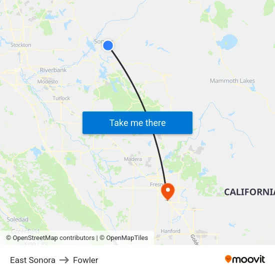 East Sonora to Fowler map
