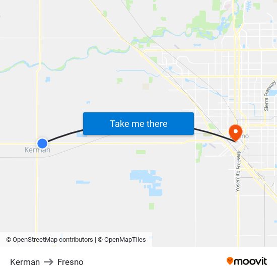 Kerman to Fresno map