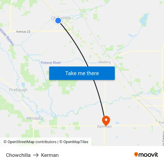 Chowchilla to Kerman map