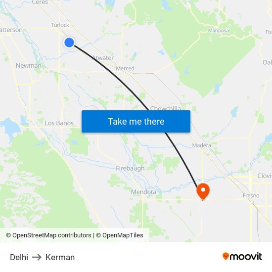 Delhi to Kerman map