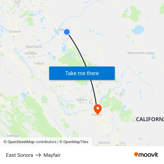 East Sonora to Mayfair map