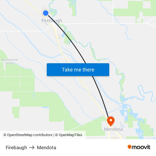 Firebaugh to Mendota map