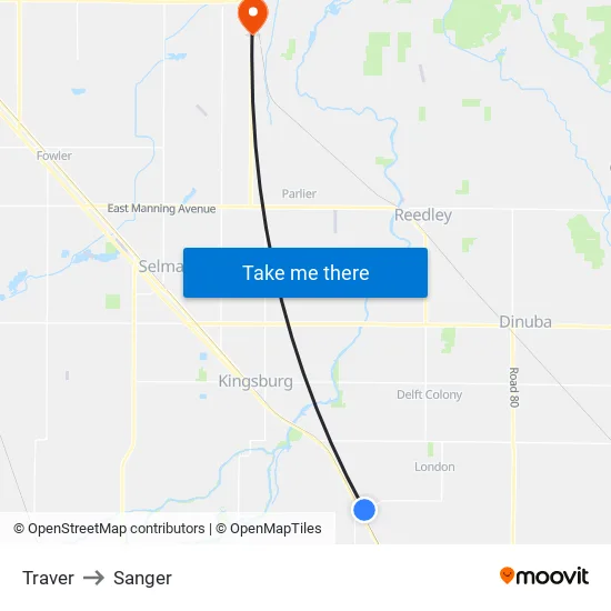 Traver to Sanger map