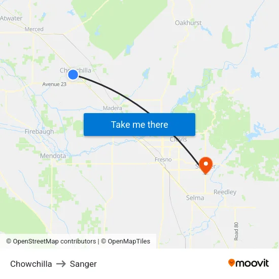 Chowchilla to Sanger map