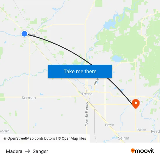 Madera to Sanger map