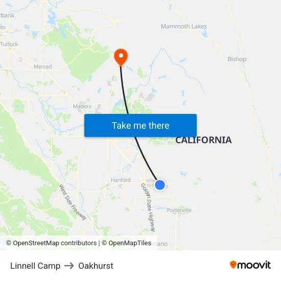 Linnell Camp to Oakhurst map