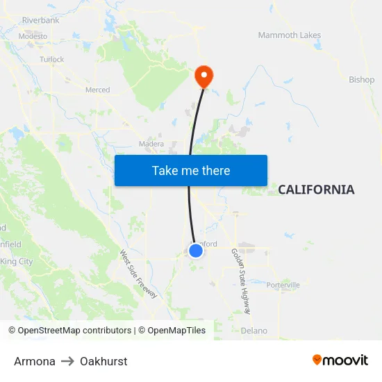 Armona to Oakhurst map