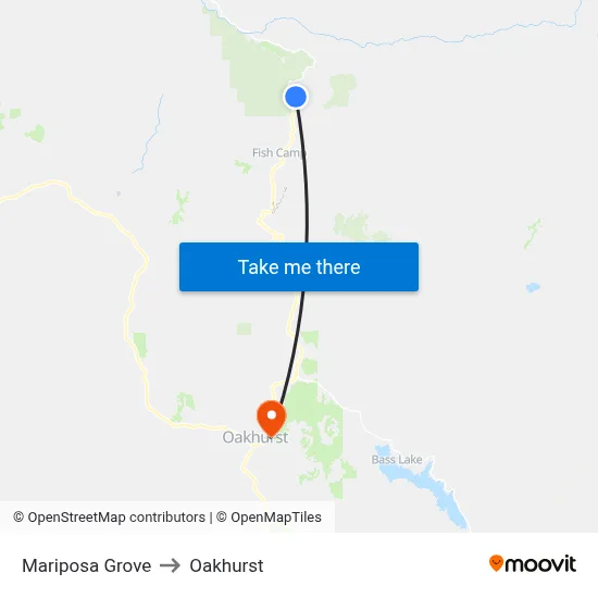 Mariposa Grove to Oakhurst map