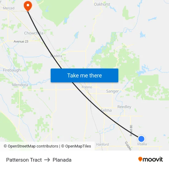 Patterson Tract to Planada map