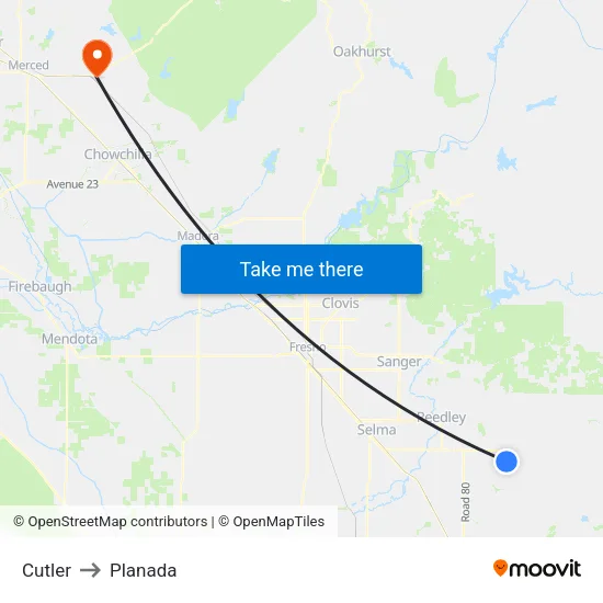 Cutler to Planada map