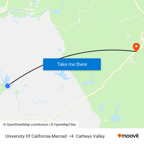University Of California-Merced to Catheys Valley map