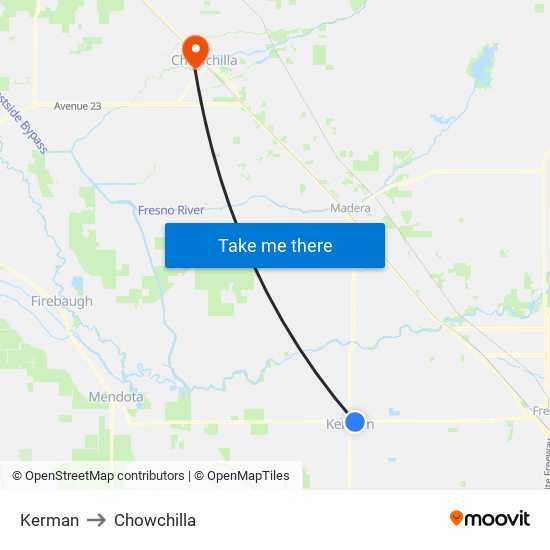 Kerman to Chowchilla map