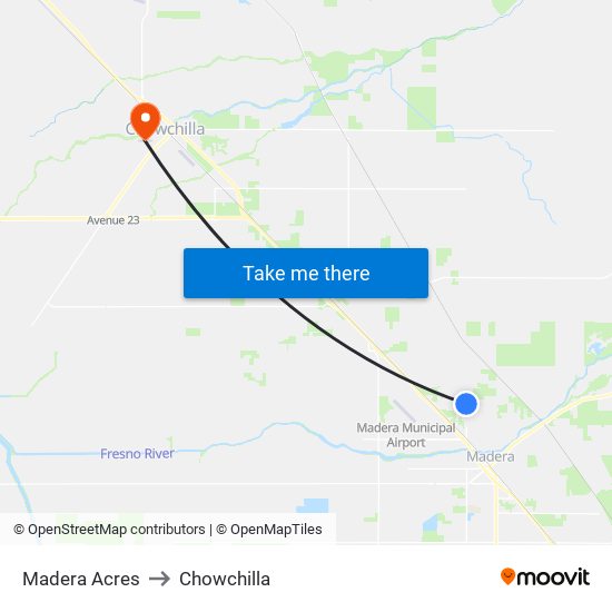 Madera Acres to Chowchilla map