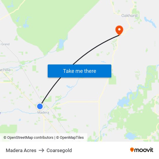 Madera Acres to Coarsegold map