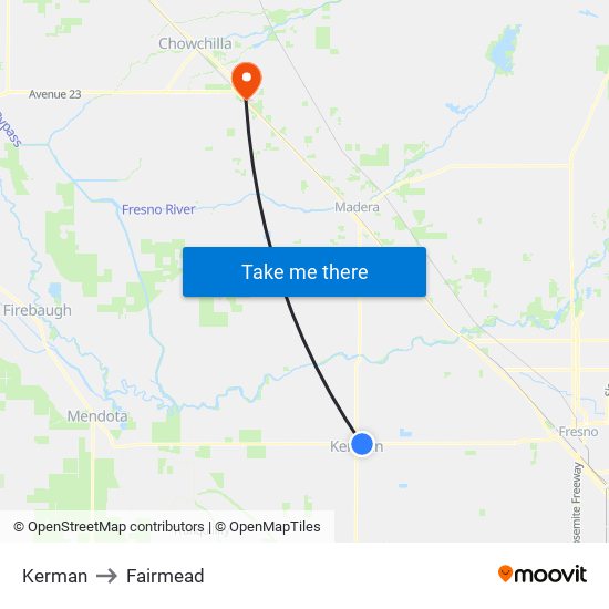 Kerman to Fairmead map