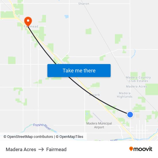 Madera Acres to Fairmead map