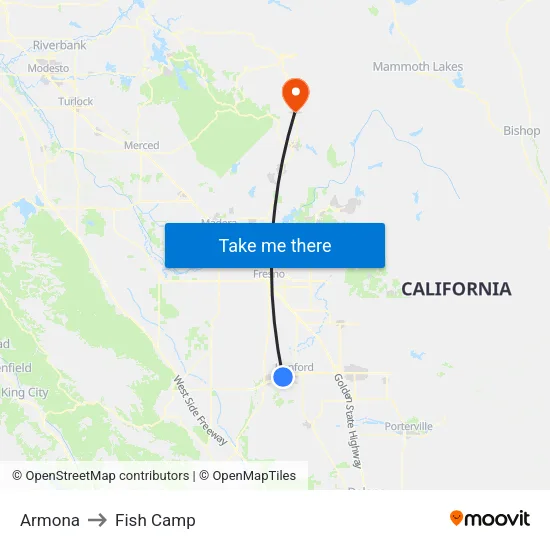 Armona to Fish Camp map