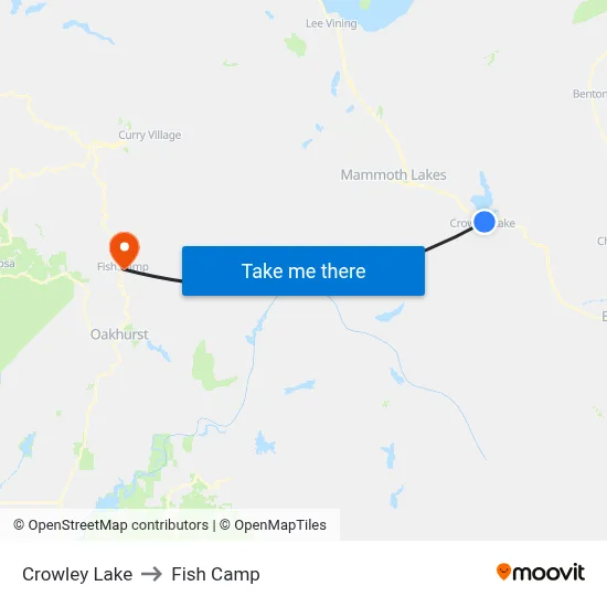 Crowley Lake to Fish Camp map