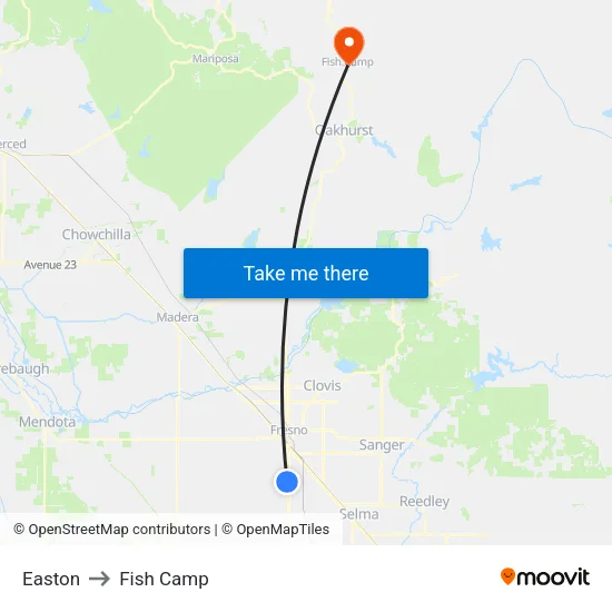 Easton to Fish Camp map