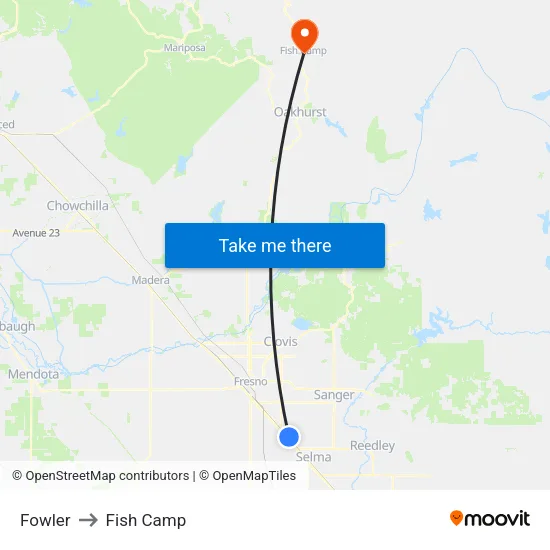 Fowler to Fish Camp map