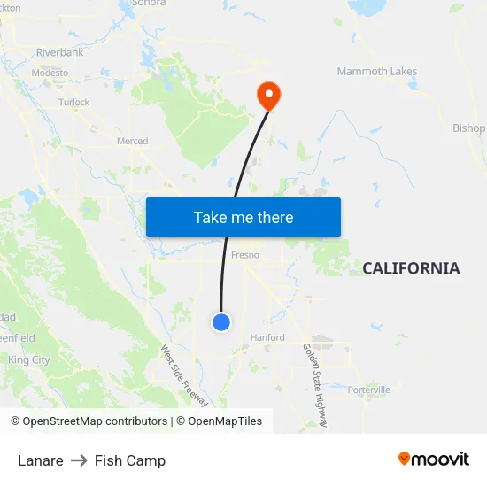 Lanare to Fish Camp map
