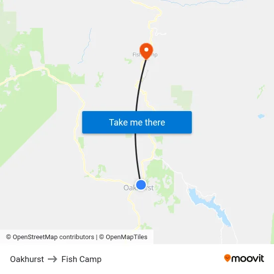 Oakhurst to Fish Camp map