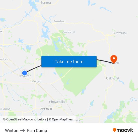 Winton to Fish Camp map