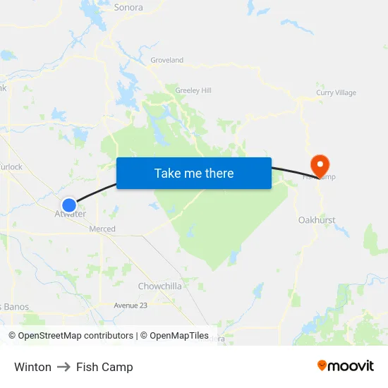 Winton to Fish Camp map