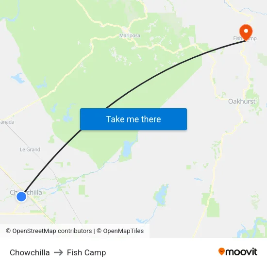 Chowchilla to Fish Camp map