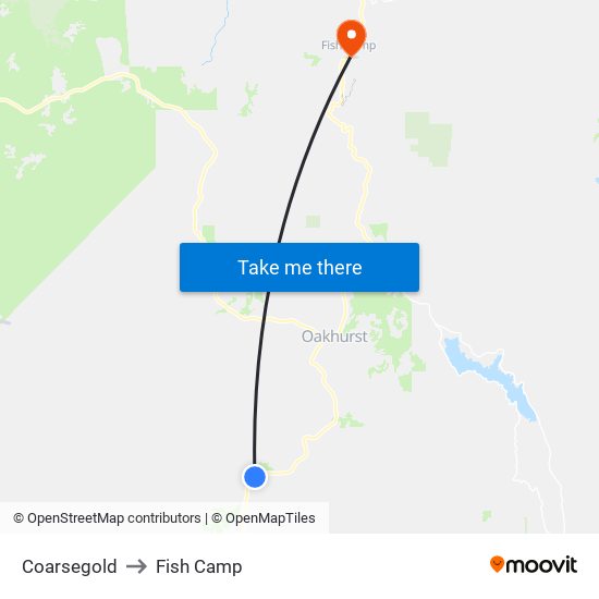Coarsegold to Fish Camp map