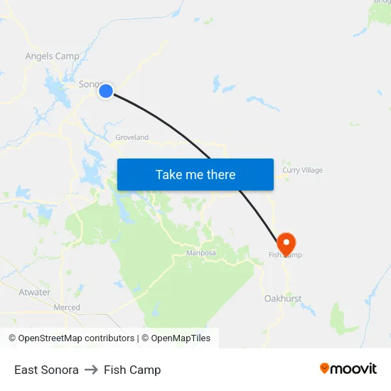 East Sonora to Fish Camp map