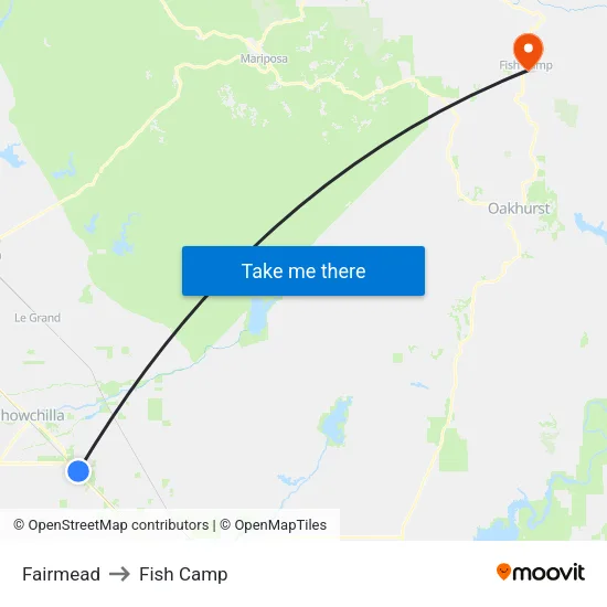 Fairmead to Fish Camp map