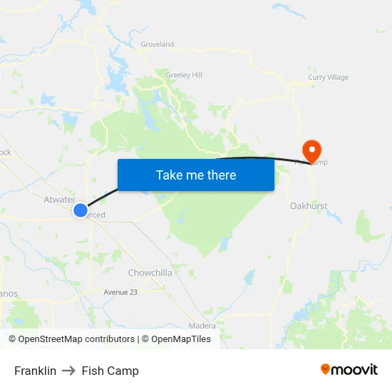 Franklin to Fish Camp map
